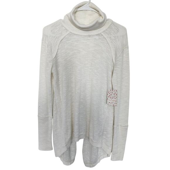 Free People We The Free Knit Pullover XS Split Back Ivory Beach Cozy Oversized - Picture 1 of 8